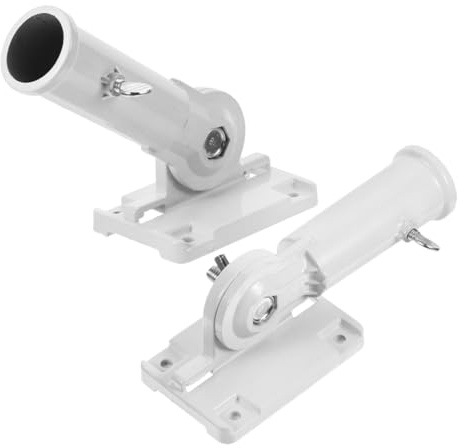 Toyvian 2pcs Adjustable Wall Mount Flag Pole Bracket Stainless Steel Flagpole Holder for House Deck Porch Outdoor Display
