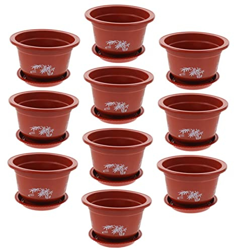 FUTUREORYY 10pcs Lightweight Plastic Plant Pots round Flower Pots for Indoor and House Use Easy to Carry Garden Suitable for Flowers and Fruit