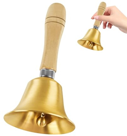 Campanella a Mano, Campana con Maniglia, Campanello da Tè in Metallo Adatto per Anziani che Lavorano in Casa, Matrimoni, Addestramento Animali, Ufficio, Cene, Meditazione, Lezioni (15cm)
