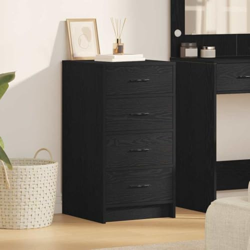 ULUYYUC Buffet Bas Meuble de Rangement Cuisine en chêne Noir 40 x 41 x 75 cm Bois d'ingénierie 4 tiroirs Modernes pour Salon Salle à Manger Bureau