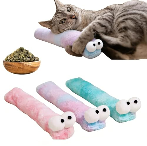 FILWY Cat Toys Pillows,3 Pack, Catnip Inside,Soft and Durable Kick Sticks with Crinkle Sound, Interactive Indoor Kitten Play and Exercise Toy 12.5 Inches
