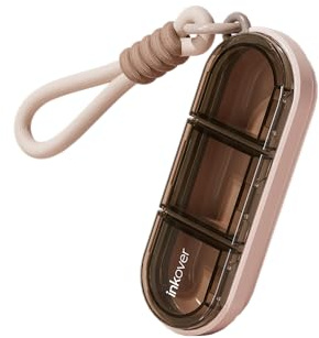 QUARDINE Kleine Pillendose mit Umhängeband, 3 Fächer, BPA-frei, Mini-Reise-Pillen-Organizer, Schlüsselanhänger, feuchtigkeitsbeständig, kleine Pillendose für Vitaminpräparate, Geldbörse, Tasche