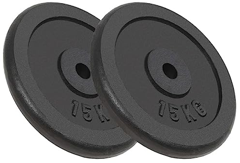 vidaXL 2X Hantelscheiben Gewichtsscheiben Hantel Gewichte Scheiben Hantelscheibenset für Langhantel Kurzhantel 2x15kg Guss Gusseisen Schwarz