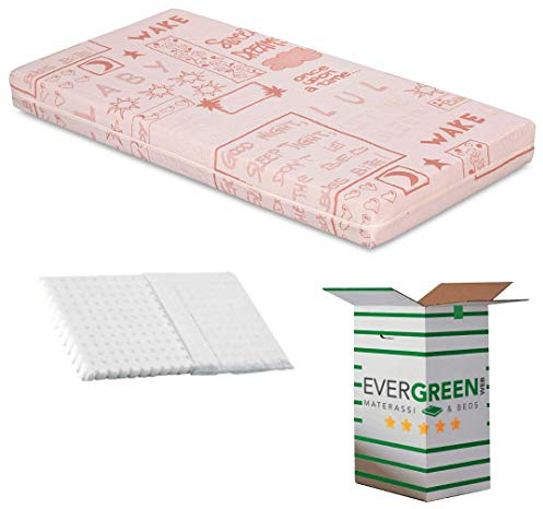 EVERGREENWEB Kinderbett Matratze 70 x 160 cm Höhe 10 cm, Rosa gefarbene + 1 Kissen KOSTENLOS Anti-Erstickung aus Baumwoll, Herausnehmbarer Bezug, Allergie getestet, Auswaschbar | Minny