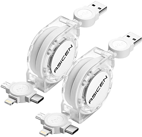 ASICEN 3 in 1 Einziehbares Ladekabel, Multi USB Kabel, mit Datenübertragung | 1m Multi Ladekabel, 3 in 1 Ladekabels USB C Schnellladekabel für iPhone 18 17 16 15 14 13 12 11,Android,Galaxy,Tablet