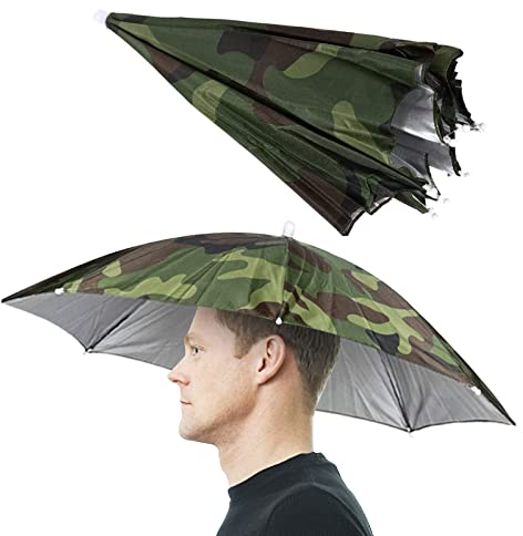 ZQO Angelschirm, Sonnenschutz, auf Kopf montiert, 65 cm Durchmesser, Camouflage-Hut, Regenschirm, für Reisen, Angeln, im Freien, Zubehör für Abenteuer