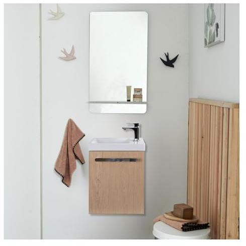MOB-IN Ensemble Lave-Mains Suspendu Nevada avec Miroir Tablette