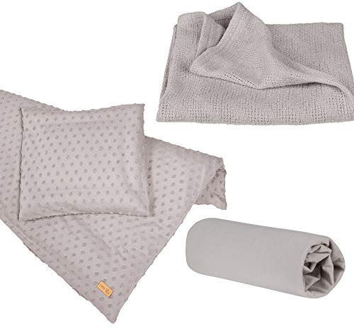 roba Organic Geschenkset Lil Planet - Baby Bettwäsche, Spannbettlaken & Babydecke - Bio Baumwolle - GOTS zertifiziert - Geschenk zur Geburt - Grau