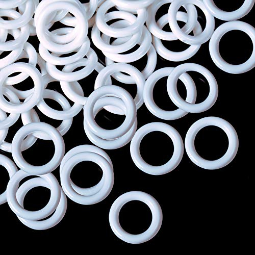 100 Piezas Anillos de Cortina Persiana Romana, Anillos Toroidales de Plástico para Cortinas Romanas (Blanco, Diámetro Exterior 16 mm, Diámetro Interior 10 mm)