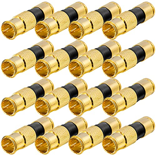 hb-digital 16 conectores rápidos profesionales de compresión F dorados Quickfix para cable SAT – para cable coaxial de antena con diámetro de 6,8 – 7,4 mm conector 4 K UHD HQ macizo