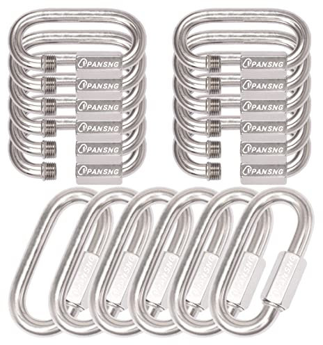 Oval Threaded Quick Link 1/8 inch 18-Pack Screw Chain Link Connectors M3.5 Stainless Steel Locking Chain Link Carabiners Small Chain Repair Link Rope Link Connector 3mm 300lbs by PANSNG