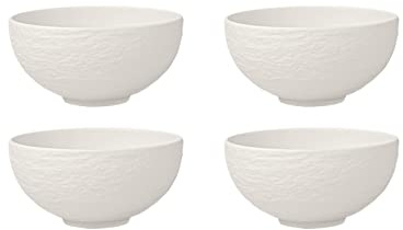 Villeroy & Boch - Manufacture Rock Suppen Bol, 300 ml, 12,5 cm, 4er Set, Premium Porzellan, spülmaschinen-, mikrowellengeeignet, weiß