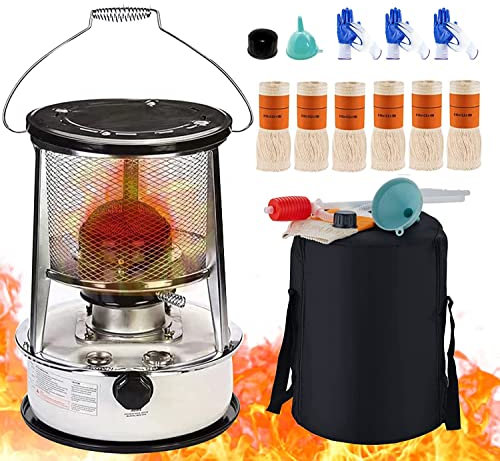 4.6L/6L Petroleumofen für Innenräume, Mobile Heizung Ohne Strom Innen, Petroleum Heizung Heizer, Tragbarer Petroleum Ofen für Camping Zeltheizung Kochen, Energiesparend, mit Löschautomatik und 6 Docht