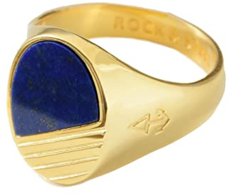 Rock & Steel | PHOENIX RING | Lapis Lazuli | Siegelring für Herren | Ring aus 925 Sterling Silber | Silberring für Männer | Silber | Handgefertigt (Gold, 63 (20.1 mm))