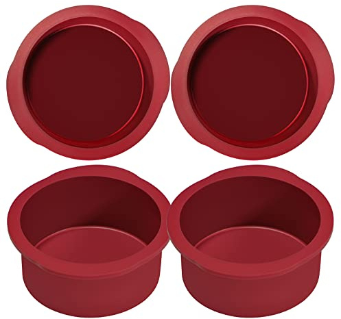 Nalchios 4 Inch Silicone Round Cake Pans Set of 4, Non-stick Easy Releasing Mini Cake & Pizza Pans, Flexible BPA Free Silicone Baking Mold for Layer, Mini & Cheese Cake