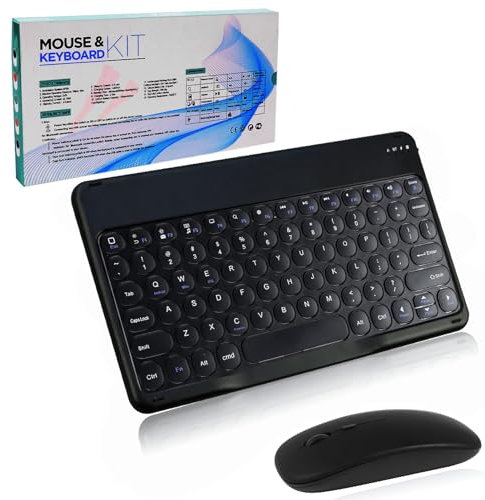 Wireless Keyboard and Mouse,Bluetooth Rechargeable Mini Small Silent 10-inch Compact Flat Keyboard and Mouse Set for Computer/iPad/PC/Tablet/Surface/Mac/Microsoft/Android （black
