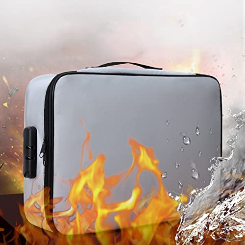 Yuehuamech Feuerfeste Dokumententasche große Kapazität wasserdichte feuerfeste Aufbewahrungsbox Dokumentenbox Dokumentenbox mit Schloss für Rechtsakten, Reisepass, Zertifikate, Karten, Album