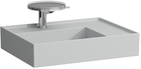 LAUFEN Kartell Aufsatzwaschtisch, Ablage rechts, 1 Hahnloch, ohne Überlauf, 600x460mm, H8183347591111, Farbe: Grau matt