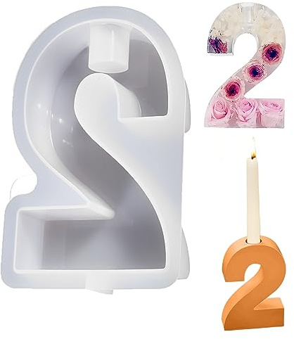 Moule en silicone pour bougeoir, chiffres créatifs - Moules en silicone - Chiffres DIY - Moule à bougie en silicone - Bougeoir en résine époxy fait à la main - Décoration intérieure (2)