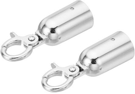 PATIKIL 1.3 Stanchion Rope End Stopper, 2 Pack Cord End Caps Barrier Rope End Cap Snap Hooks for Crowd Control Queue Divider, Silver