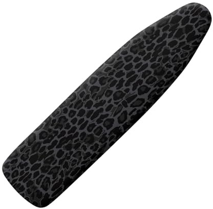 Wanyint Black Leopard Print Ironing Board Cover Ironing Board Cover 16x55 inches Stain Resistant Durtable Elastic and Hook & Loop Fastener Strap