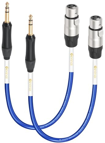 Devinal [20 AWG Silver-Plated OFC XLR Female to 1/4 inch TRS Cable Hi-Fi Grade Balanced Female XLR to Quarter inch 6.35mm Stereo Cord for Microphone, Mixer, Speakers 1ft 2pack