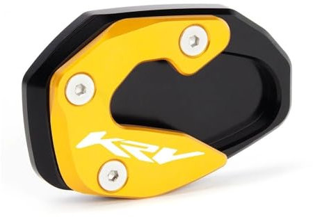 OWNPET Motorrad seitenständer Platte Für KYM&CO Für Krv 180 Für KRV180 2021 2022 2023 Motorrad CNC Ständer Seite Stehen Verlängerung Pad Fuß Unterstützung Platte(Logo Gold)