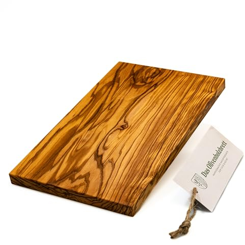 DAS OLIVENHOLZBRETT® Planche à Découper Rectangulaire en Bois d'Olivier / Petit-Déjeuner / Goûter - 20 cm