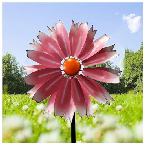 WindräDer Aus Metall FüR Den Garten 149cm WindräDer Aus Metall Edelstahl Kugellager WindräDer Aus Metall FüR Terrasse Und Garten,Pink