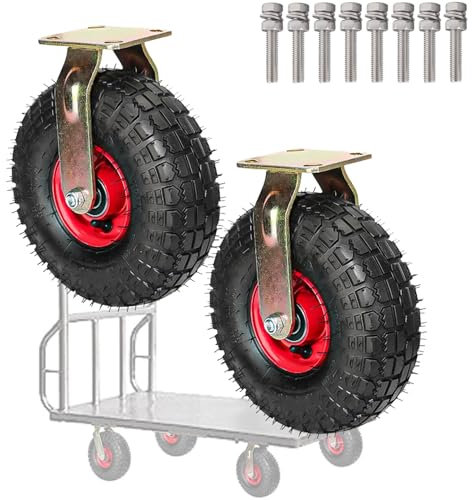 Rueda giratoria neumática, rueda industrial giratoria de alta resistencia, ruedas silenciosas, cubo de acero, estilo vacío, absorción de impactos, para carros, muebles, carros, sop
