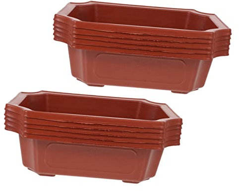 BESPORTBLE 10 Stück Rechteckiger Roter Bonsaitopf aus Kunststoff im Vintage Stil Praktischer Blumentopf für Zuhause und Sommerurlaub als Gartenzubehör zum Pflanzen im Garten