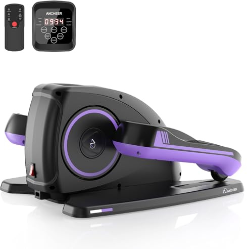 ANCHEER Mini-Crosstrainer für unter den Schreibtisch - Leiser Pedaltrainer für Senioren, Büro & Zuhause, Sanftes Sitztraining für die Beine, Intelligentes LCD-Display, Fernbedienung (Violet)