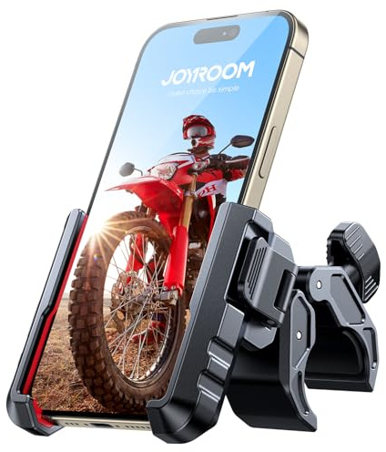 JOYROOM 2024 Vibrationsdämpande Motorcykeltelefonhållare, Styrhandtag 360° Rotation, Universal Motorcykel Mobiltelefonhållare för iPhone 15 14 13 Pro Max, Samsung S24 S23 Ultra, 4.7-7 Smartphones