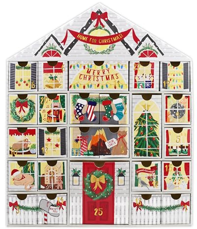 LoveVivid Christmas Advent Calendar - Reusable, Personalize, You Fill - Traditional House, 15.7” x 13.8” x 2.3”