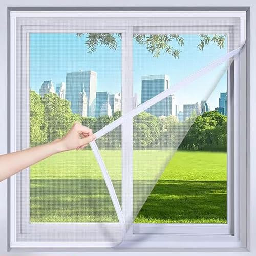 100x120cm Fliegengitter Fenster Zuschneidbar Mückenschutz mit Starkem Klettband ohne Bohren Klebmontage Insektenschutz Fenster