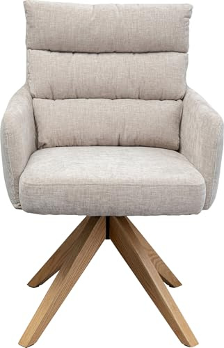Kare Design snurrstol chesse, grå, rustik, 49 cm sitthöjd, matrumsstol, stoppstol, med armstöd, roterbar 360 grader, vardagsrum, 89 x 59 x 69 cm (H/B/D)