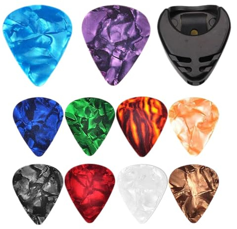 Packung Mit 10 Dünnen Gitarrenplektren 10 Stück, Verschiedene Bunte Farben, | Bass-Picks Für Anfänger Der Klassischen Gitarre Strumming Flatpicking Techniken Vielfalt Sortiment Pack