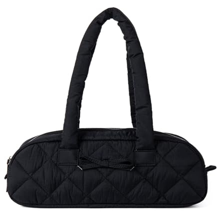 NOLOWY Élégant sac à bandoulière d'automne avec nœud papillon doux matelassé motif carreaux style pain sac à main rembourré sac à main matelassé