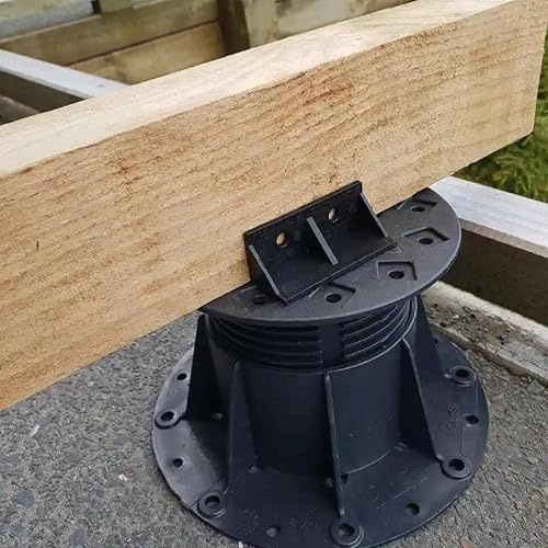 Heavy Duty Adjustable Decking Pedestal 28–225mm for Composite and Timber Joists Supports 1700kg,Pack of 10 (52mm to 82mm height)