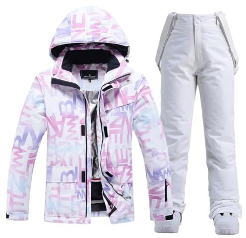 Damen Skianzug Winter Snowboard Jacke Hose Schnee Walking Kleidung Schneeanzug 3L, 3, 42