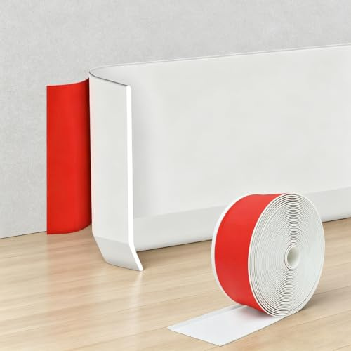 SDLDEER Plinthe autocollante en PVC - 10 cm x 3 m - En vinyle flexible - Décollez et collez - Pour sol, mur, cuisine et salle de bain (blanc)
