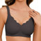 CMTOP Bras for Women Non Wired Women's Bras Floral V Neck Push up Bras Support Full Coverage Everyday Bra Seamless Wireless T Shirt Bras Comfort Padded Bralettes with Bra Extender(Black,L)