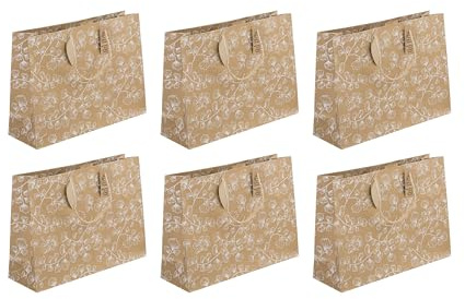 Eurowrap 223926-6C - My Garden, kraft, sac shopping 37,3x11,8x27,5 cm - PAQ DE 6