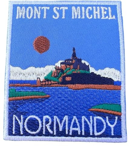 Aufnäher zum Aufbügeln oder Aufnähen, Motiv: Mont St. Michel Normandie, 8,9 cm, für Reisen, Europa, Souvenir, Frankreich, Urlaub, Emblem, Geschenkflicken