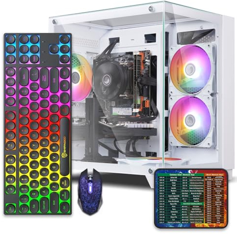 Förbyggd PC-stationär dator för spel, Intel Core i7 skrivbord, som arbetar med en frekvens på 3,4-3,9 GHz, RX590 grafikkort med 8 GB GDDR5 videominne, 16 GB RAM, 1 TB NVME SSD, WiFi 5.0, RGB-fläkt x4
