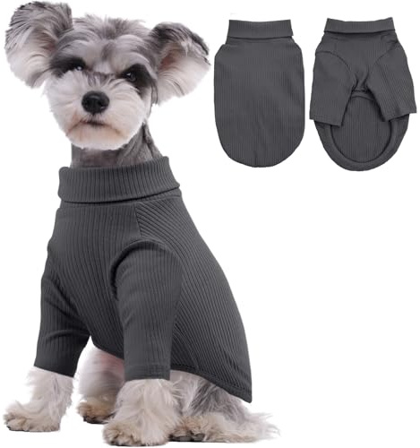 Kuoser Hundepullover, Strick Hundejumper Pyjama mit Langen Ärmeln, Kuscheliger Winterpullover Hundekleidung Grau M