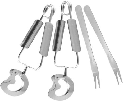 Gatuida 2 Sets Stainless Steel Clip for Kitchen Restaurant BBQ Multi-Function Food Serving Tongs Forks for Salad Tongs Cake and Fruit Forks
