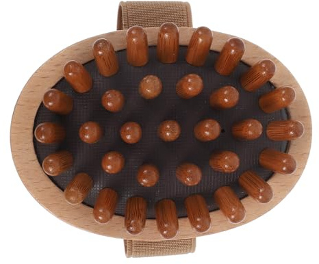 LOORGVEL Holz Kopfhautmassagegerät mit Gummi und Bambus für Nacken und Kopfmassage Komfortable Bedienung und Einfache Reinigung für Reisen und Büro