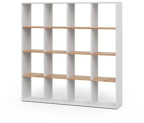 Vicco Raumteiler Karree, Weiß/Goldkraft Eiche, 142.4 x 143 cm | zur flexiblen Raumaufteilung und übersichtlichen Aufbewahrung