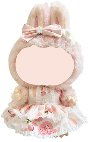 AYVRUOP Puppenkleidung,Bekleidung für 38 cm Labobo Plüsch,mokoko kleidung,Kleid mit Schleife Haarspangen,DIY Kinder Geschenke(Pink)